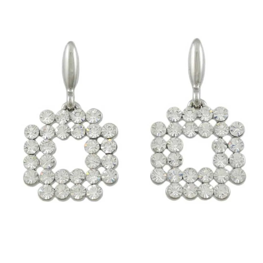 Sparkling Crystals Dangling Square Pierced Earring - REC584