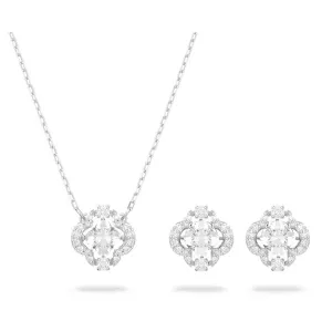 SPARKLING DANCE SET,  WHITE, RHODIUM PLATED