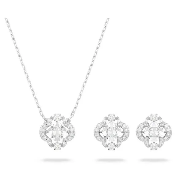 SPARKLING DANCE SET,  WHITE, RHODIUM PLATED