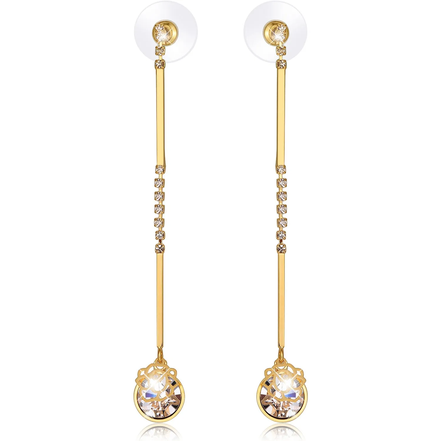 Sparkling Petals Drop Earrings | Clear