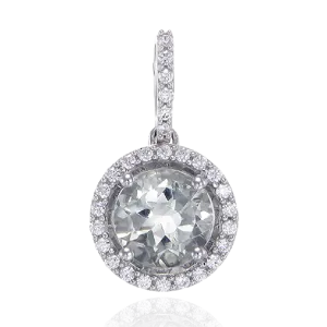 Sparkling Round Halo Mint Quartz Pendant