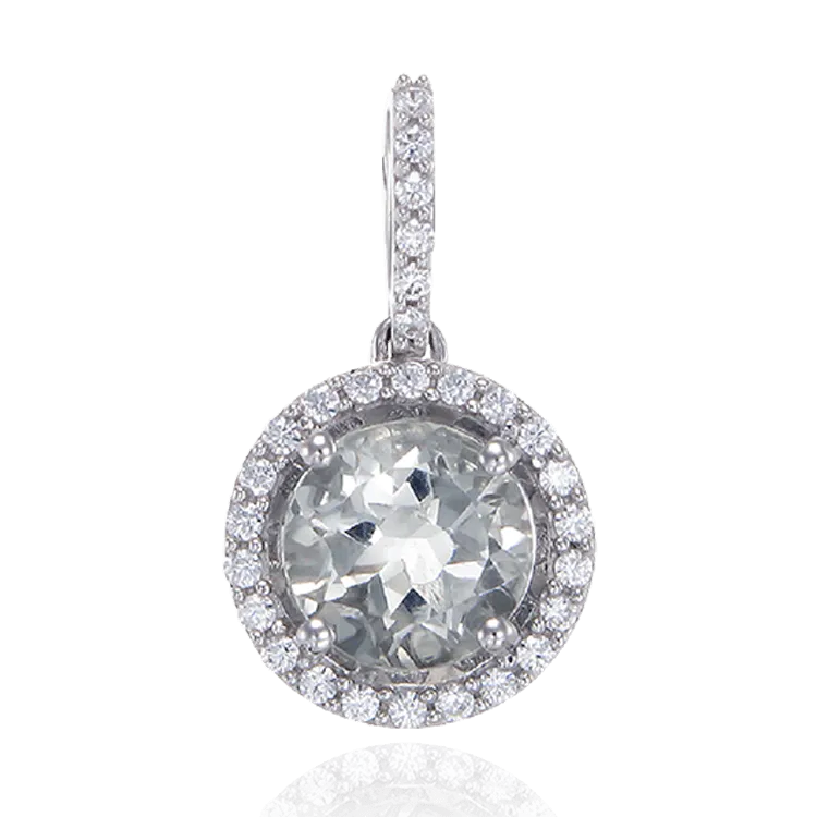 Sparkling Round Halo Mint Quartz Pendant