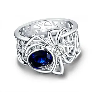 Spider-Punk Sapphire Ring - 925 Sterling Silver