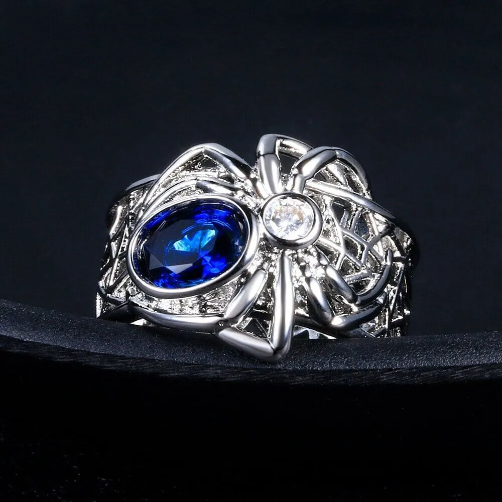 Spider-Punk Sapphire Ring - 925 Sterling Silver