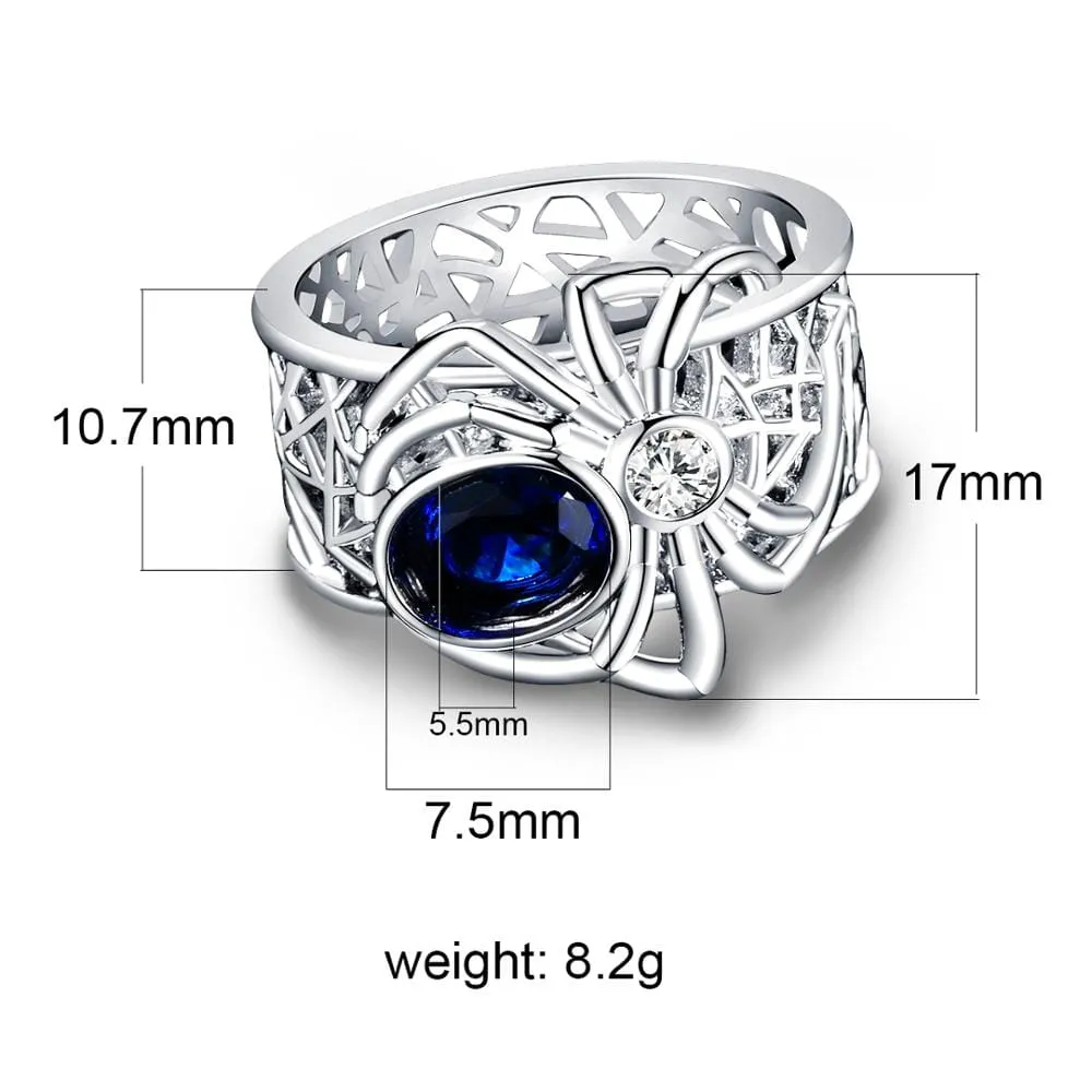 Spider-Punk Sapphire Ring - 925 Sterling Silver