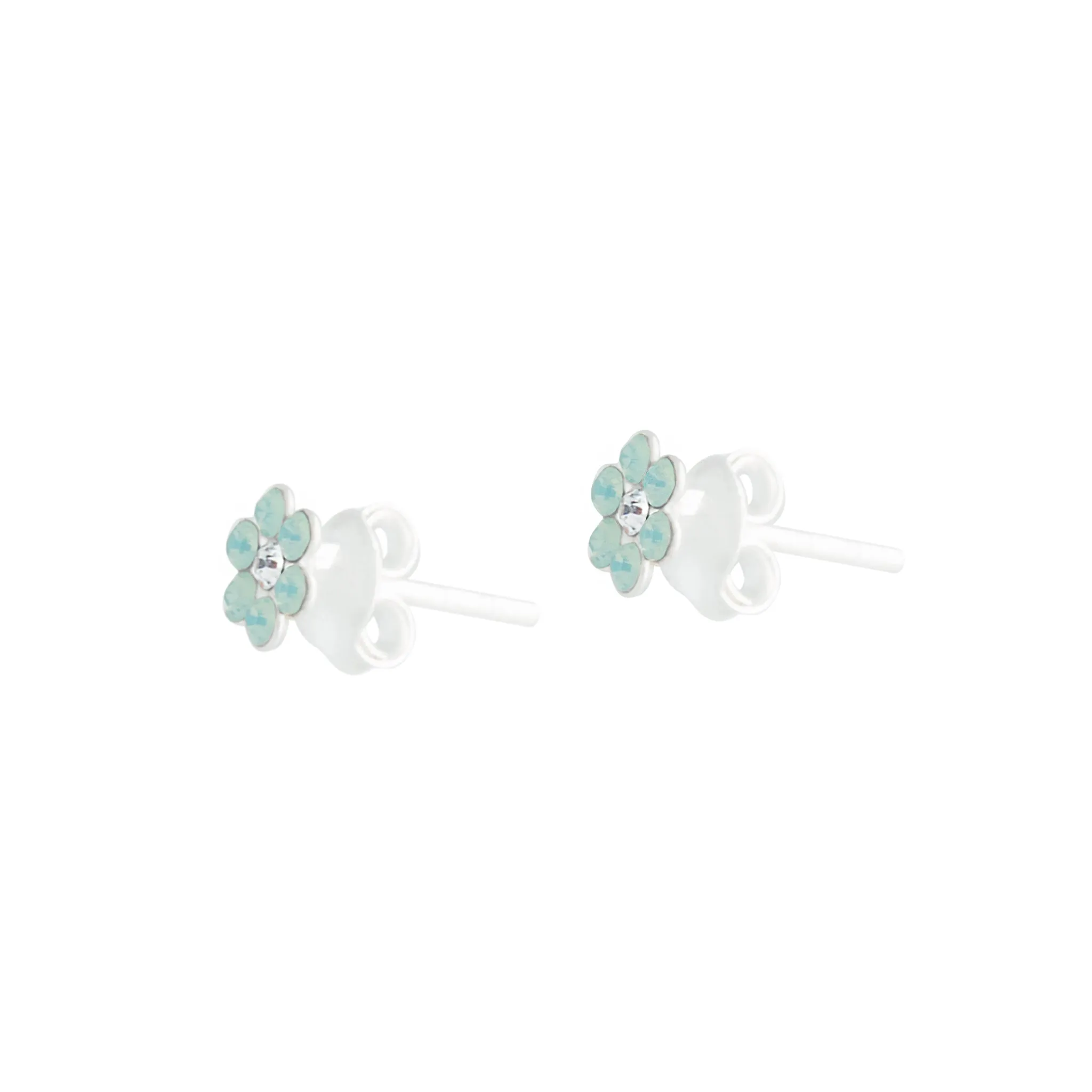 Sterling Silver Diamante Flower Stud