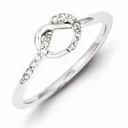 Sterling Silver Diamond with Simple Twist Design Ring