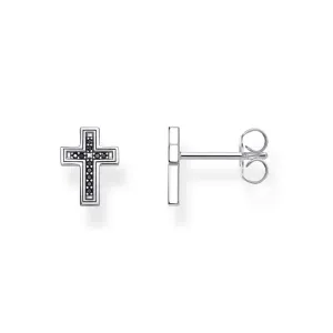 Sterling Silver Thomas Sabo Black Zirconia Cross Studs