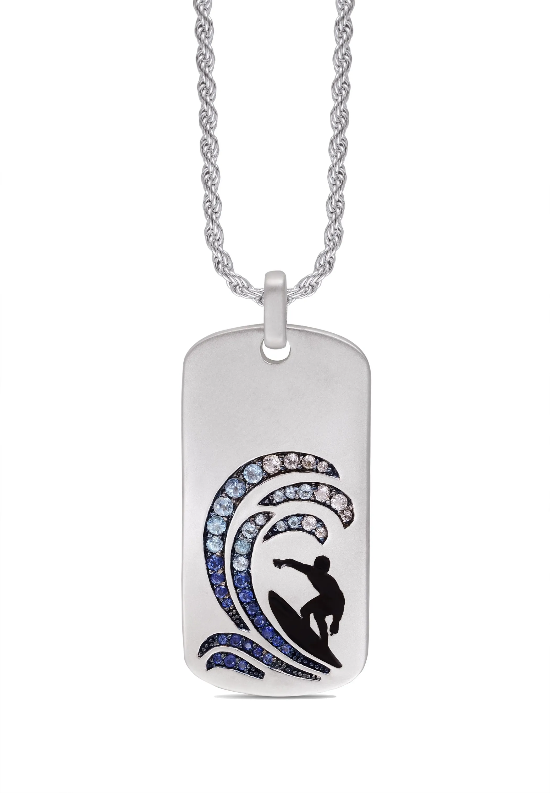 Surfer's Paradise Sterling Silver Blue Sapphire & Topaz Stone Tag