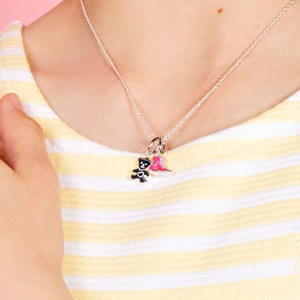 Teddy Bear Pendant & Necklace - Sterling Silver