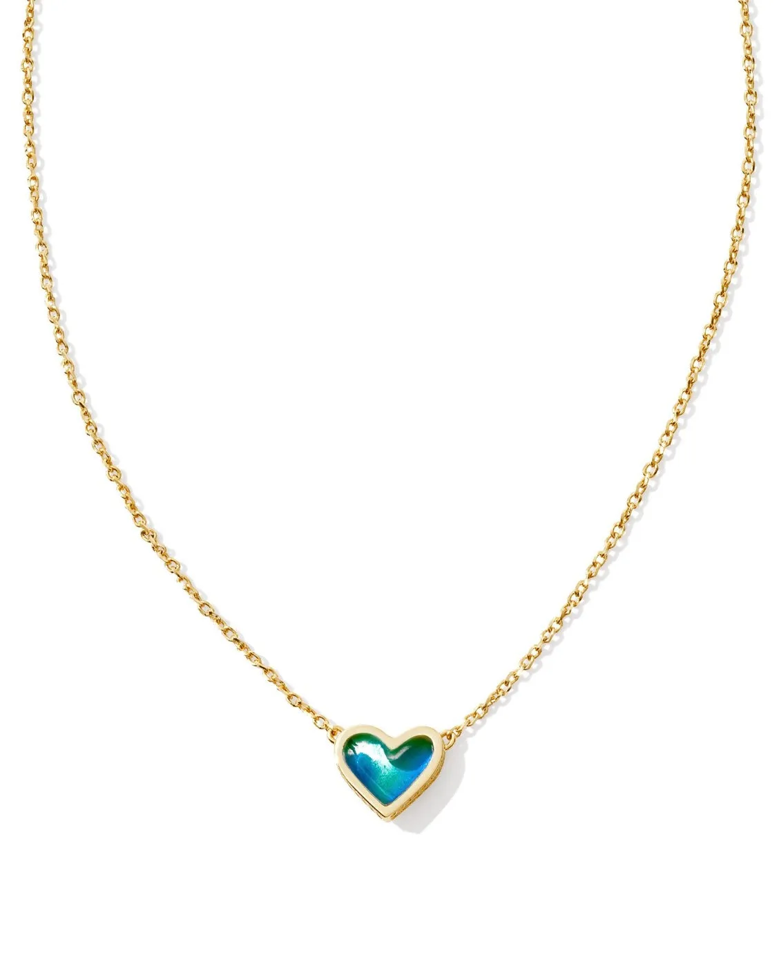 The Framed Ari Heart Gold Short Pendant Necklace in Mood Stone