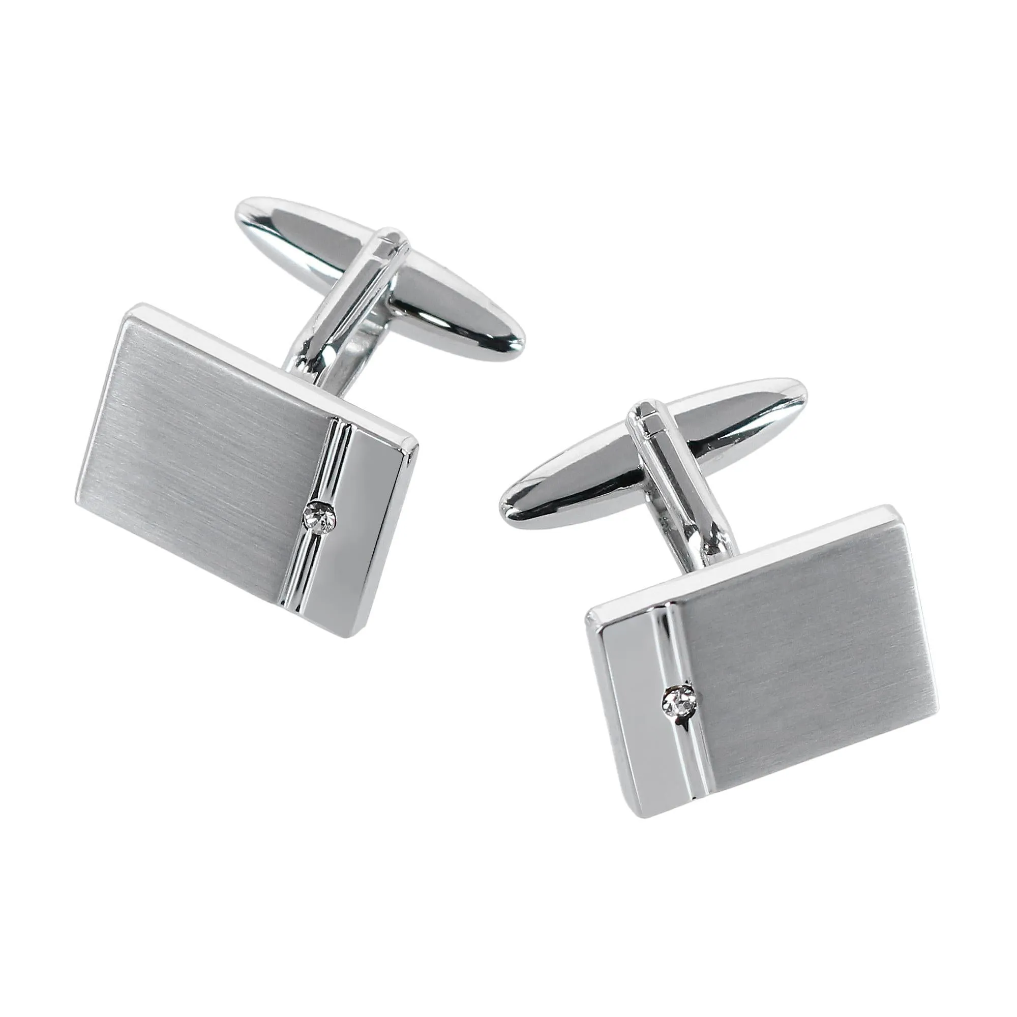 The Kingsley Rhodium with Czech Crystal Formal Set (Cufflinks & Tuxedo Studs)