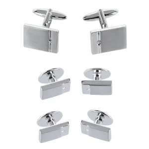 The Kingsley Rhodium with Czech Crystal Formal Set (Cufflinks & Tuxedo Studs)