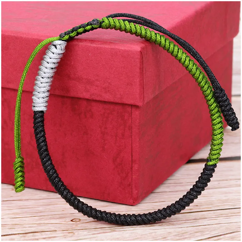 Tibetan Handmade Woven Jin Gang Knot Colorful Lucky Red Rope Bracelet Wrist String Ethnic Style