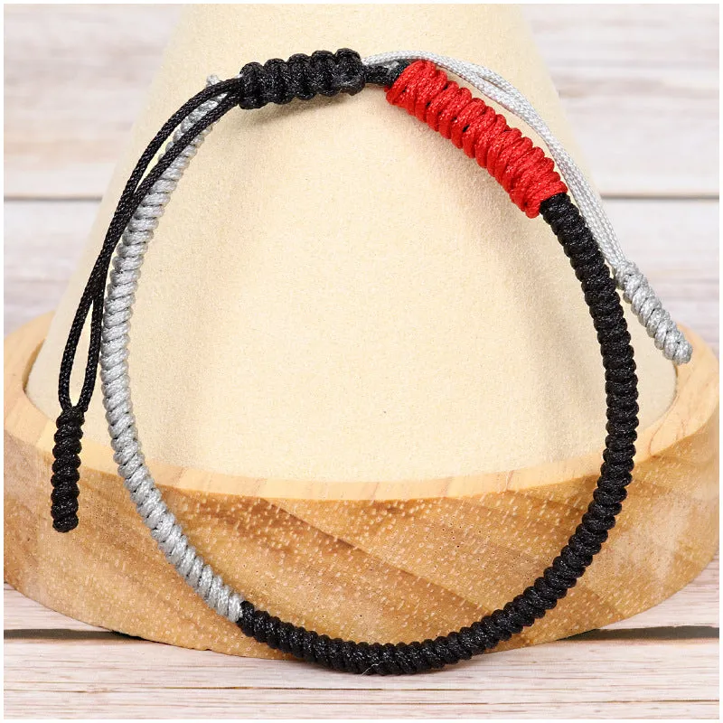 Tibetan Handmade Woven Jin Gang Knot Colorful Lucky Red Rope Bracelet Wrist String Ethnic Style