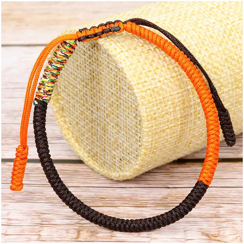 Tibetan Handmade Woven Jin Gang Knot Colorful Lucky Red Rope Bracelet Wrist String Ethnic Style