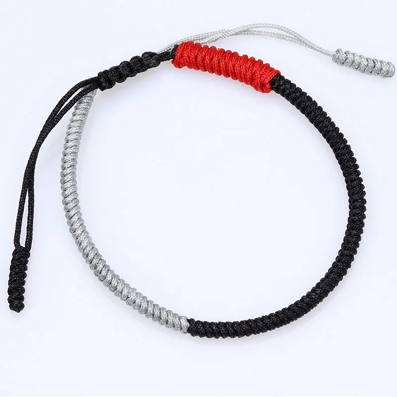 Tibetan Handmade Woven Jin Gang Knot Colorful Lucky Red Rope Bracelet Wrist String Ethnic Style