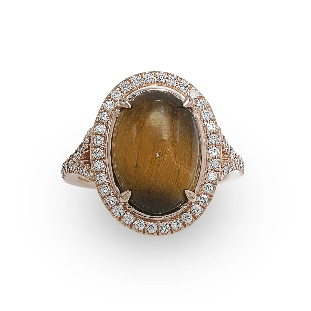 Tiger Eye and Diamond Ring