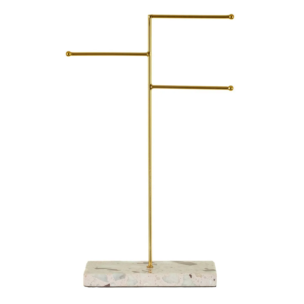 Triple Terrazzo Gold Jewellery Stand