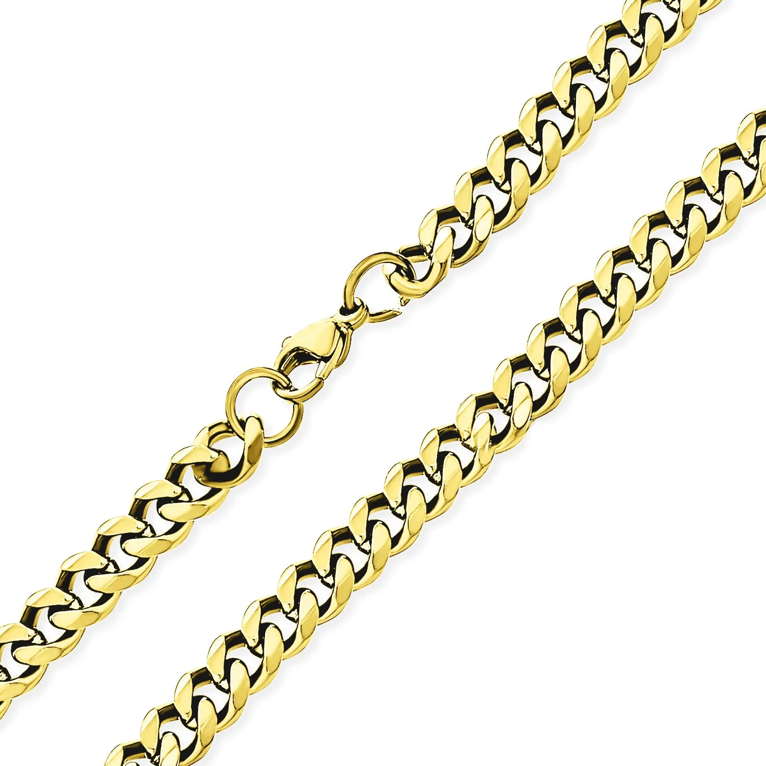 Urban Biker Jewelry Men's Gold Tone Stainless Steel Curb Necklace 18 Inch