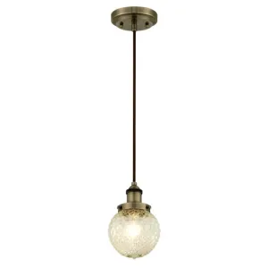 Westinghouse 6346600 1 Light Mini Pendant Antique Brass Finish with Diamond Cut Clear Glass