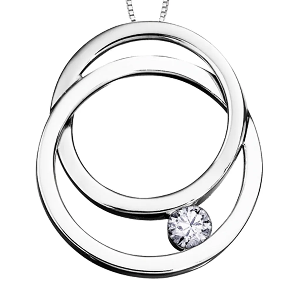 White Gold and Diamond Circle Pendant