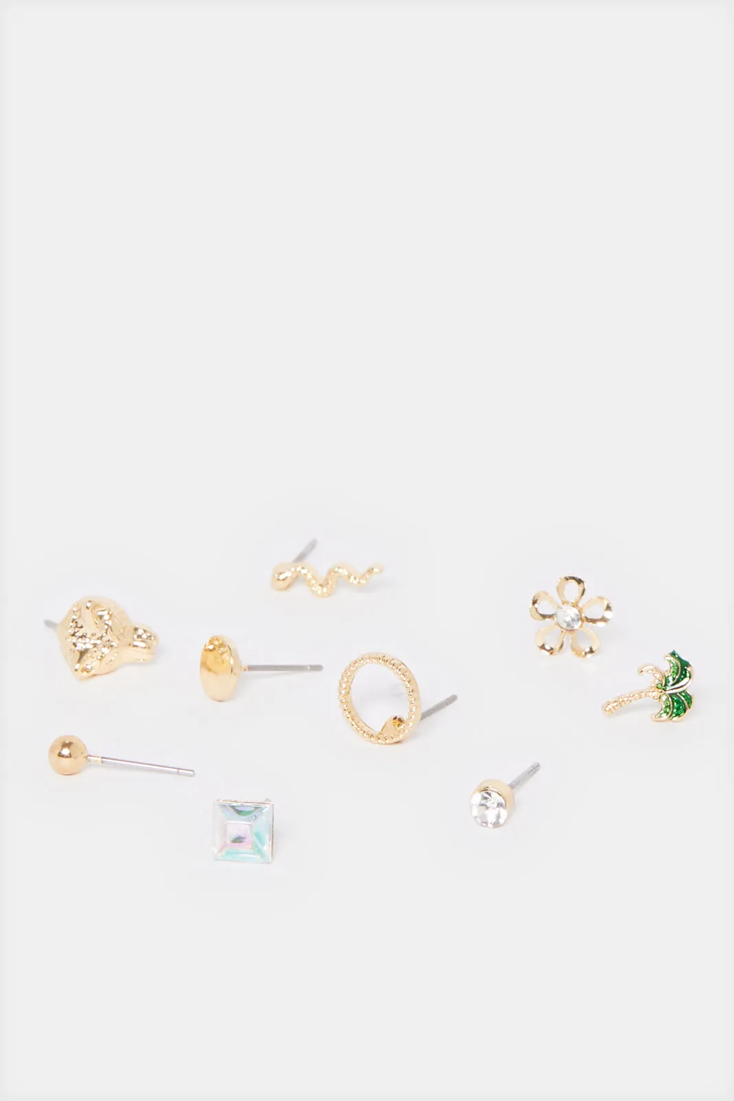 Women Gold Embellished Studs (Pack of 9)